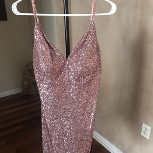 Homecoming Dress - Rose colored sequin bodycon mini dress